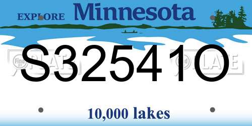 S32541O Minnesota License Plate