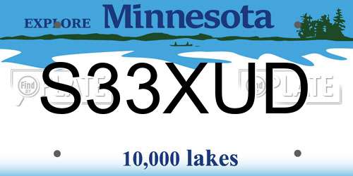 S33XUD Minnesota License Plate