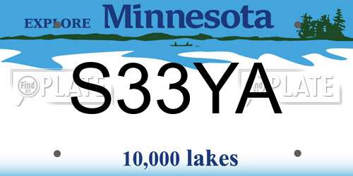 S33YA Minnesota License Plate