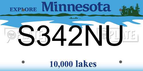 S342NU Minnesota License Plate