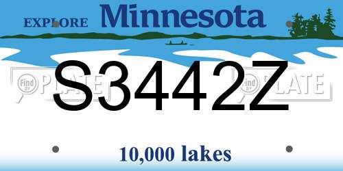 S3442Z Minnesota License Plate
