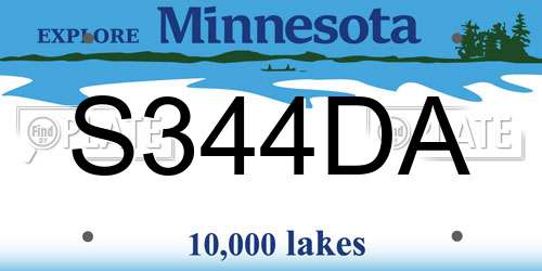 S344DA Minnesota License Plate