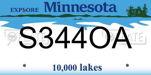 S344OA Minnesota License Plate