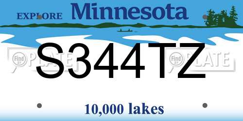 S344TZ Minnesota License Plate