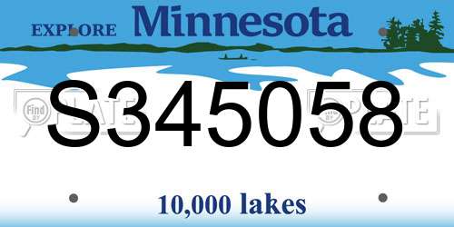 S345058 Minnesota License Plate