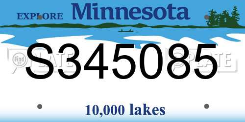 S345085 Minnesota License Plate