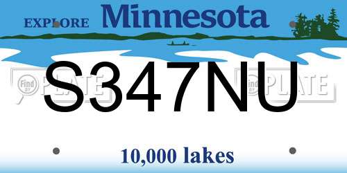 S347NU Minnesota License Plate