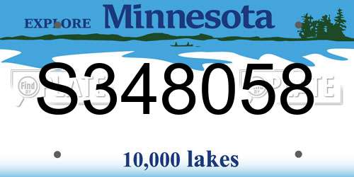 S348058 Minnesota License Plate