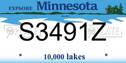 S3491Z Minnesota License Plate