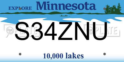 S34ZNU Minnesota License Plate