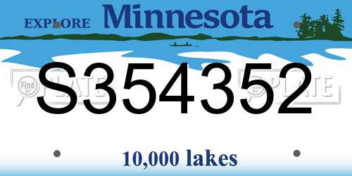 S354352 Minnesota License Plate
