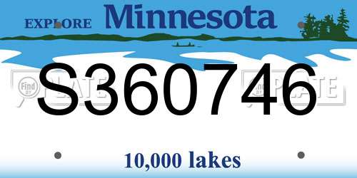 S360746 Minnesota License Plate