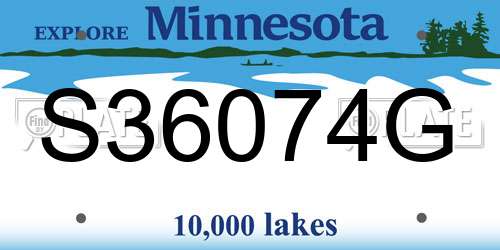 S36074G Minnesota License Plate
