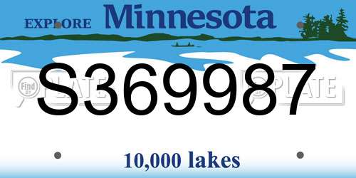 S369987 Minnesota License Plate