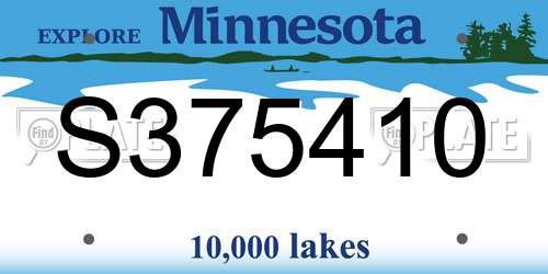 S375410 Minnesota License Plate