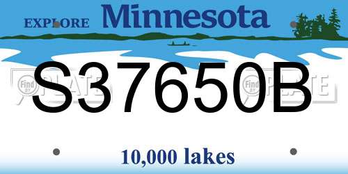 S37650B Minnesota License Plate