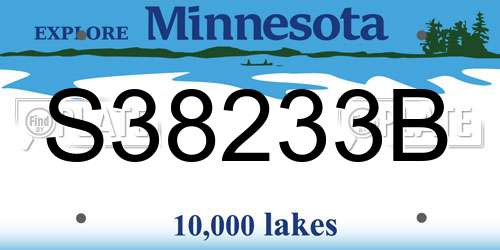 S38233B Minnesota License Plate