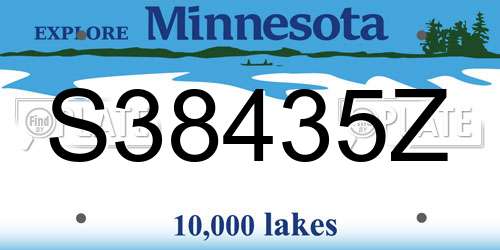 S38435Z Minnesota License Plate