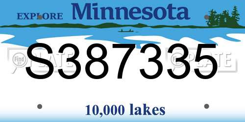 S387335 Minnesota License Plate