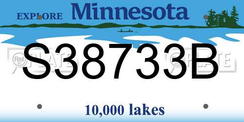 S38733B Minnesota License Plate