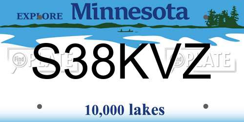 S38KVZ Minnesota License Plate