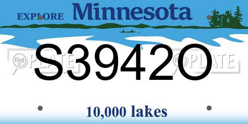 S3942O Minnesota License Plate