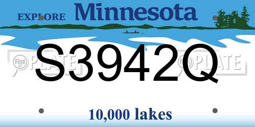 S3942Q Minnesota License Plate