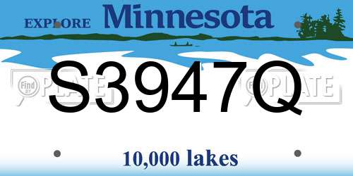 S3947Q Minnesota License Plate