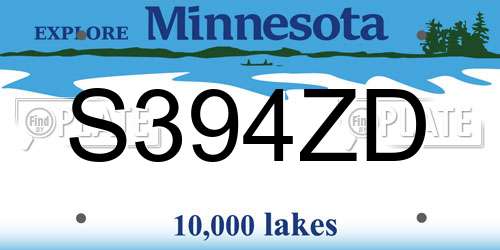 S394ZD Minnesota License Plate