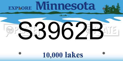 S3962B Minnesota License Plate