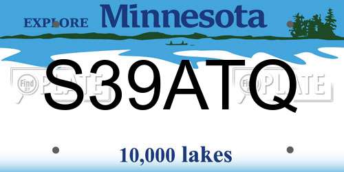 S39ATQ Minnesota License Plate