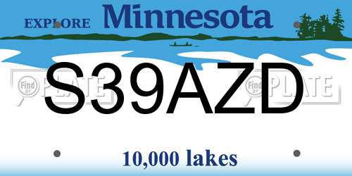 S39AZD Minnesota License Plate