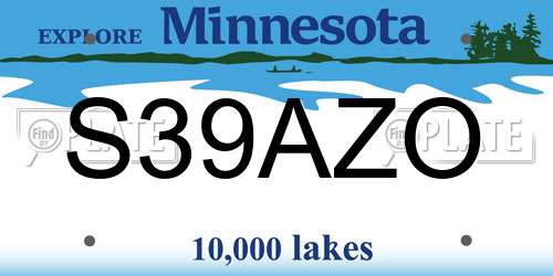 S39AZO Minnesota License Plate