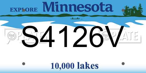 S4126V Minnesota License Plate