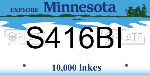 S416BI Minnesota License Plate