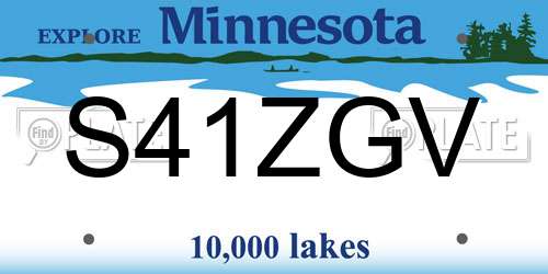 S41ZGV Minnesota License Plate