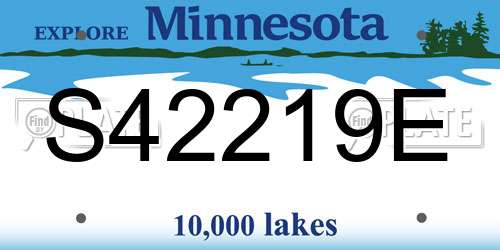 S42219E Minnesota License Plate