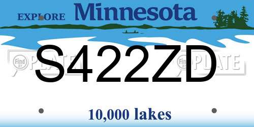 S422ZD Minnesota License Plate