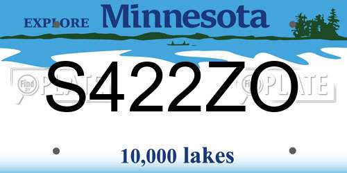 S422ZO Minnesota License Plate