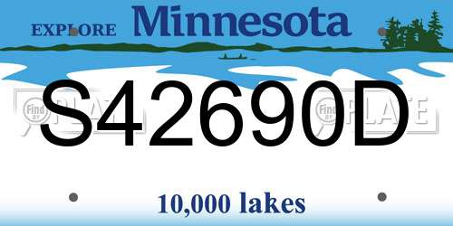 S42690D Minnesota License Plate