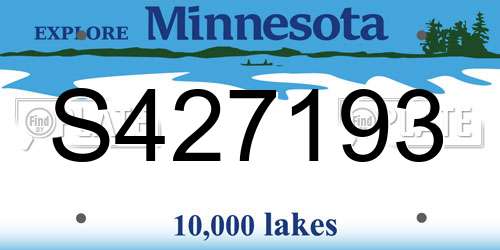 S427193 Minnesota License Plate