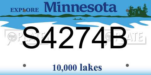 S4274B Minnesota License Plate