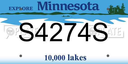 S4274S Minnesota License Plate