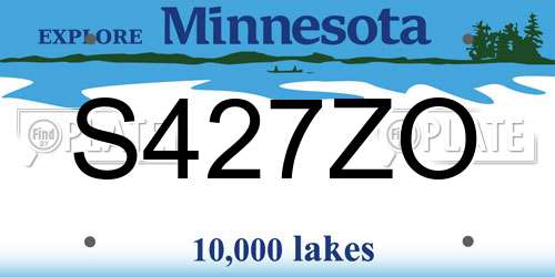 S427ZO Minnesota License Plate