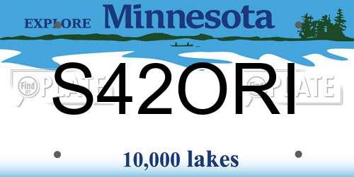 S42ORI Minnesota License Plate