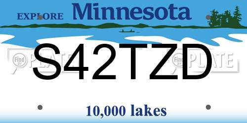 S42TZD Minnesota License Plate