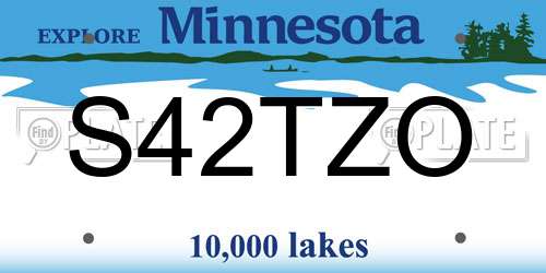S42TZO Minnesota License Plate