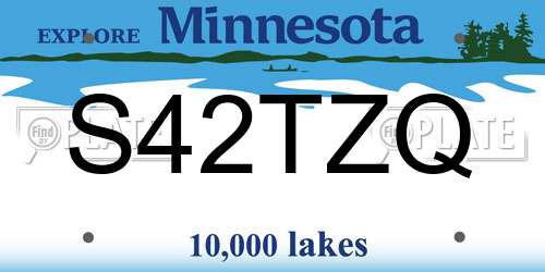 S42TZQ Minnesota License Plate