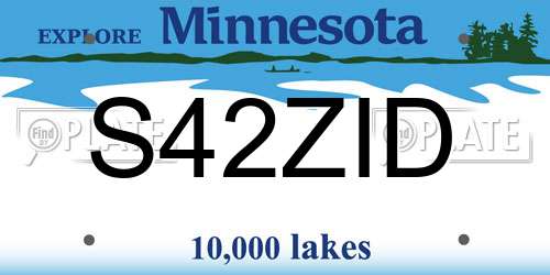 S42ZID Minnesota License Plate