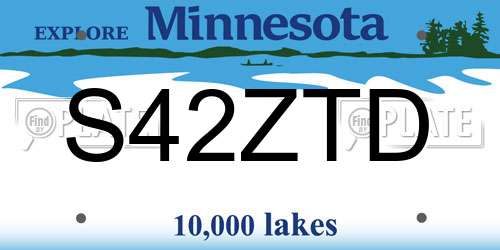 S42ZTD Minnesota License Plate